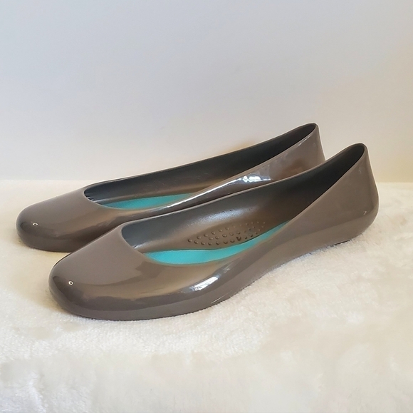 OKA B Taylor Gray Brown Jelly Rubber Ballet Slip On Flats Size US 8 EU 38 - Picture 1 of 15